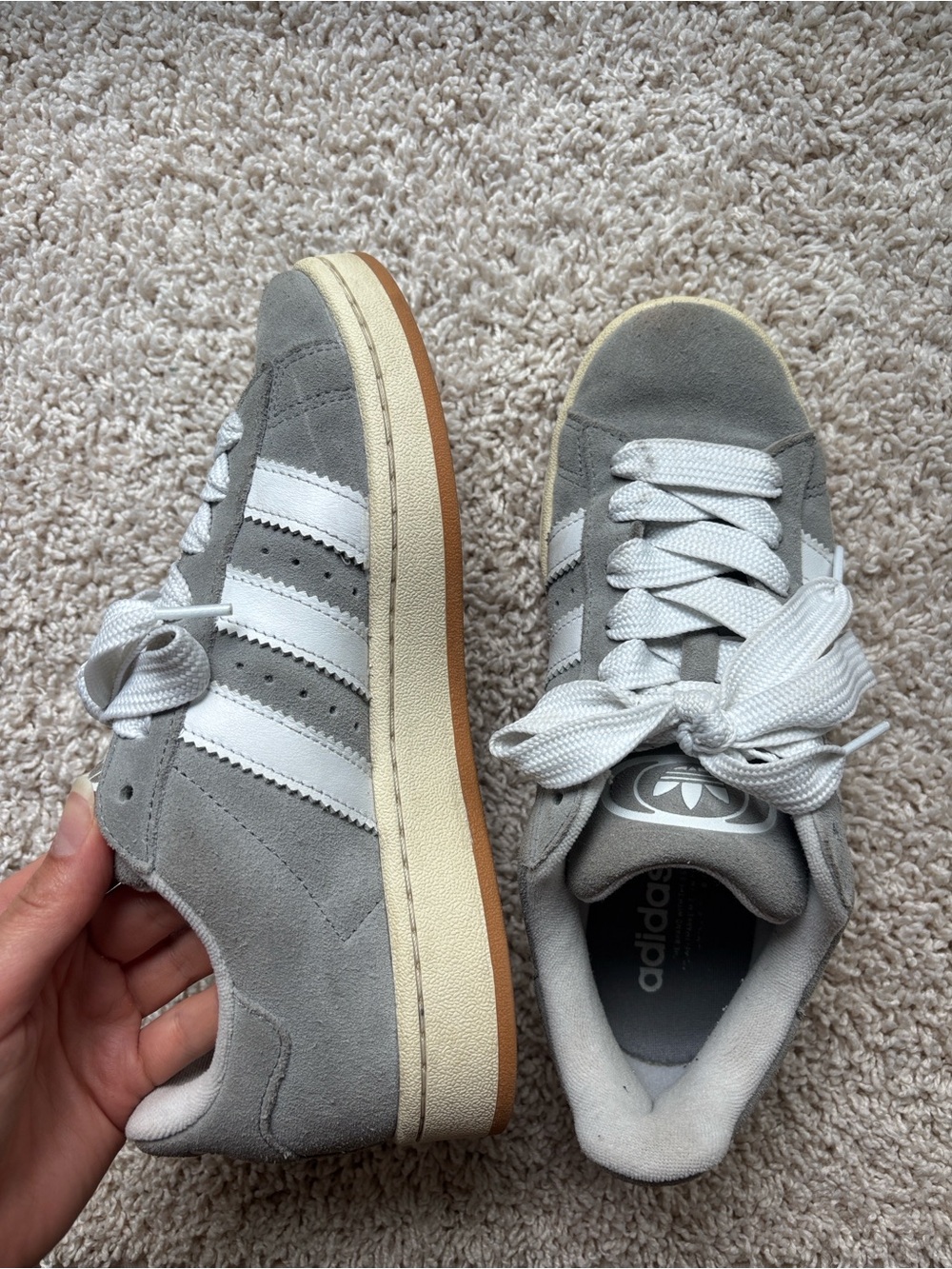 adidas Light Gray and White Low-Top Sneakers